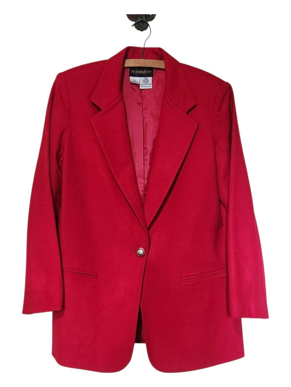 Vintage Requirements 100% Wool Red Blazer Jacket Size 12